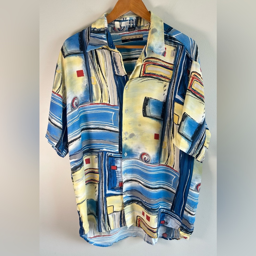 Vintage Haupt Mens Button Down Shirt XL 44/17 1/2 Viscose Germany Fine Art Print